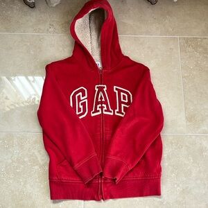 Kids' Red Zip-Up Hoodie with Fur Lining